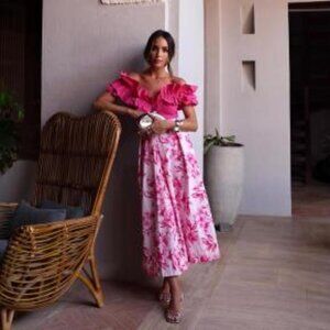 ZARA FLORAL PRINT MIDISKIRT